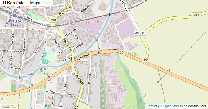 U Korečnice - mapa ulice