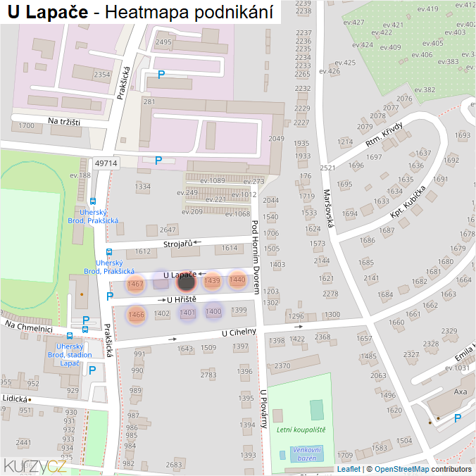 Mapa U Lapače - Firmy v ulici.