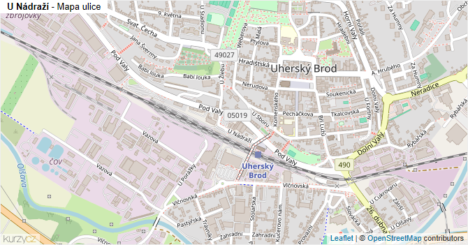 U Nádraží - mapa ulice