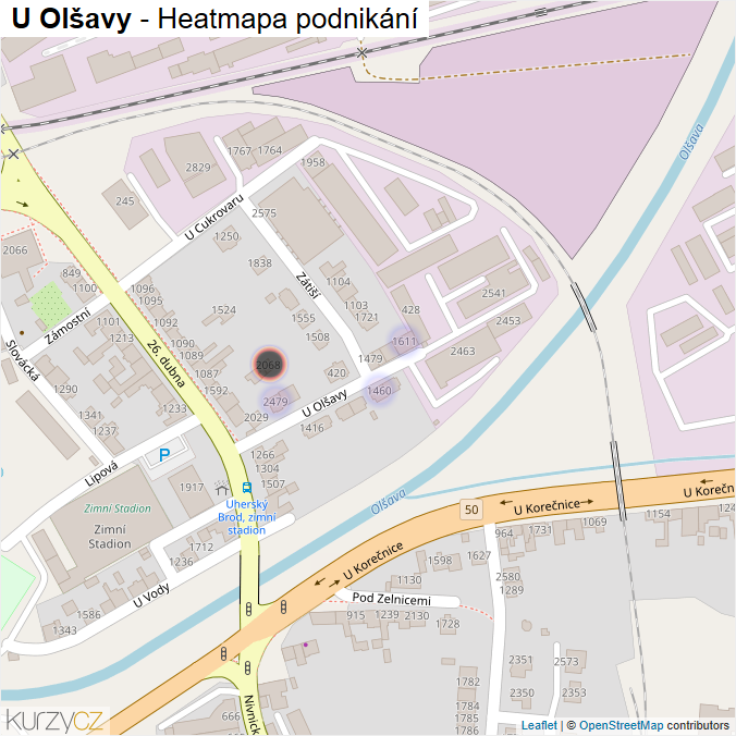 Mapa U Olšavy - Firmy v ulici.