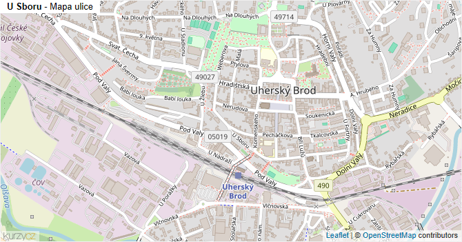 U Sboru - mapa ulice