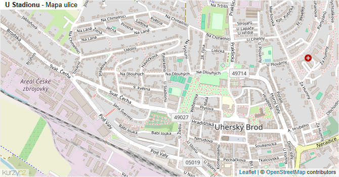 U Stadionu - mapa ulice