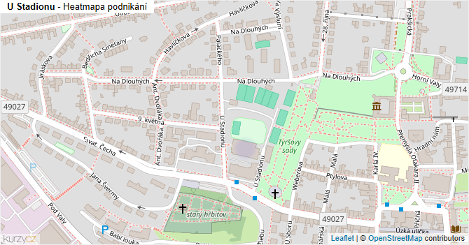 U Stadionu - mapa podnikání