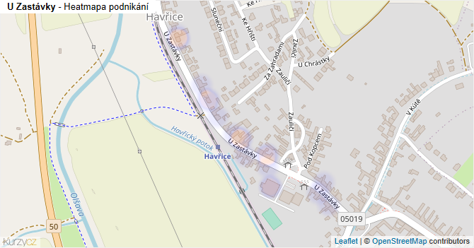 U Zastávky - mapa podnikání