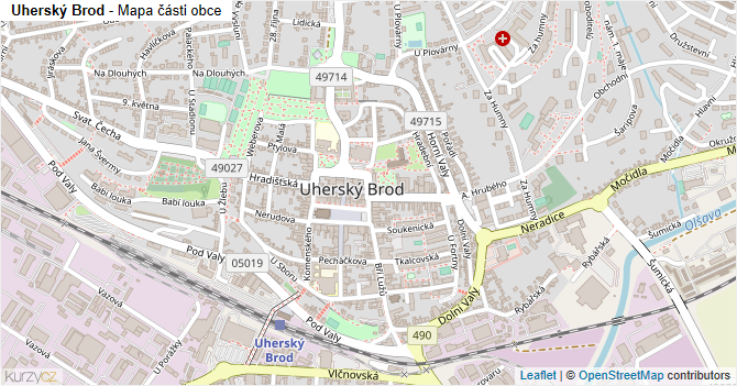 Uherský Brod - mapa části obce