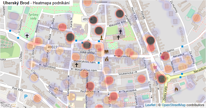 Uherský Brod - mapa podnikání