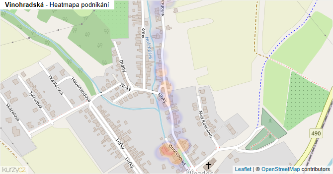 Vinohradská - mapa podnikání