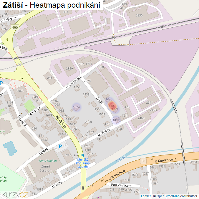 Mapa Zátiší - Firmy v ulici.
