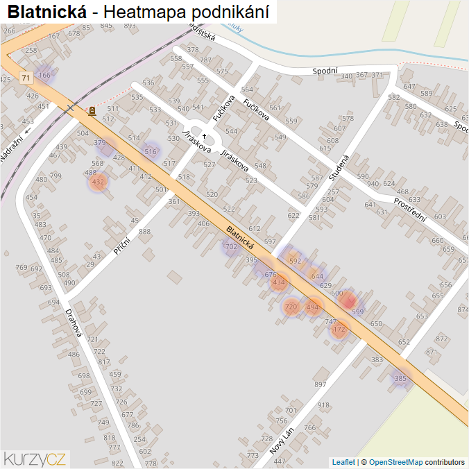 Mapa Blatnická - Firmy v ulici.