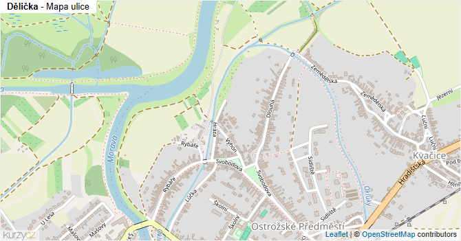 Dělička - mapa ulice