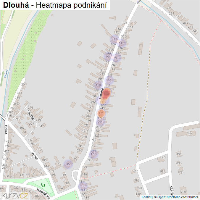 Mapa Dlouhá - Firmy v ulici.