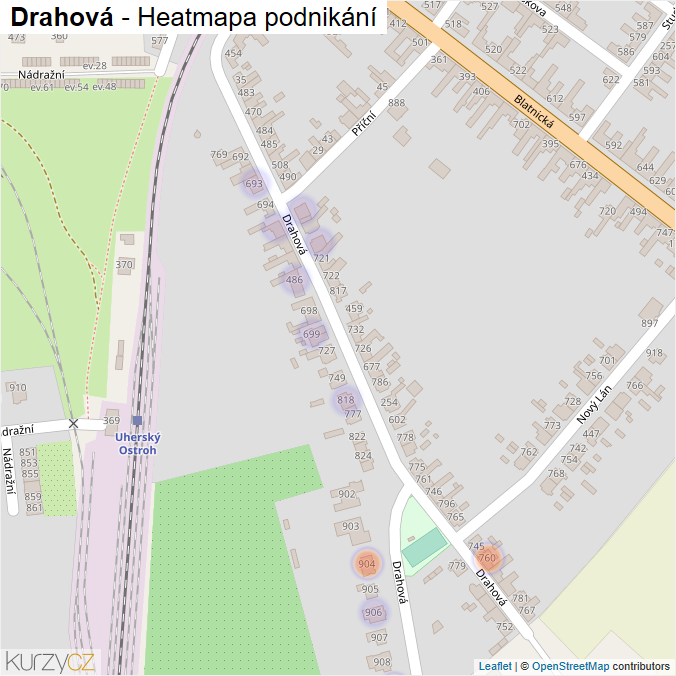 Mapa Drahová - Firmy v ulici.