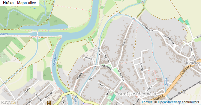 Hráza - mapa ulice