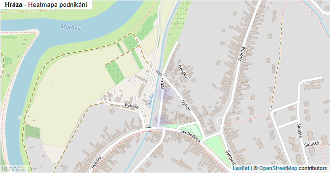 Hráza - mapa podnikání