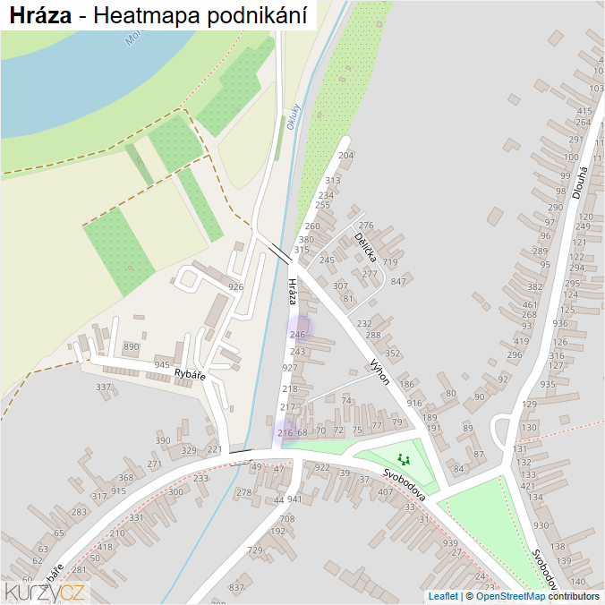 Mapa Hráza - Firmy v ulici.