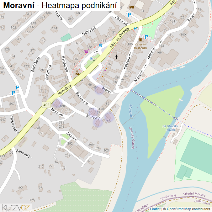 Mapa Moravní - Firmy v ulici.