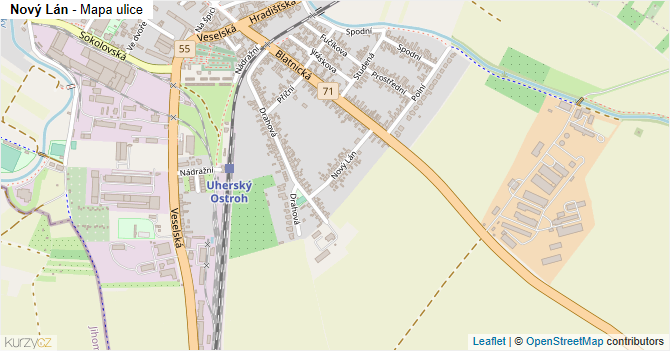 Nový Lán - mapa ulice