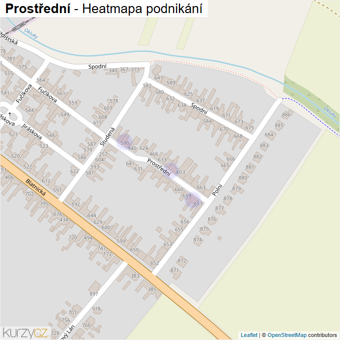 Mapa Prostřední - Firmy v ulici.