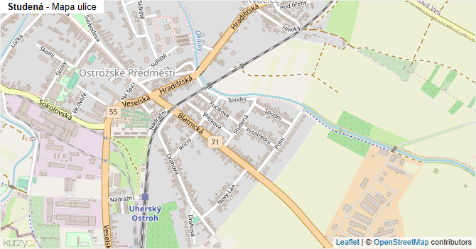 Studená - mapa ulice