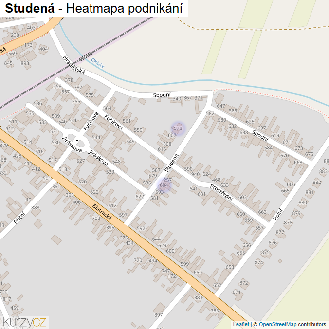 Mapa Studená - Firmy v ulici.