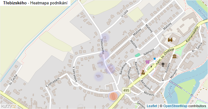 Třebízského - mapa podnikání