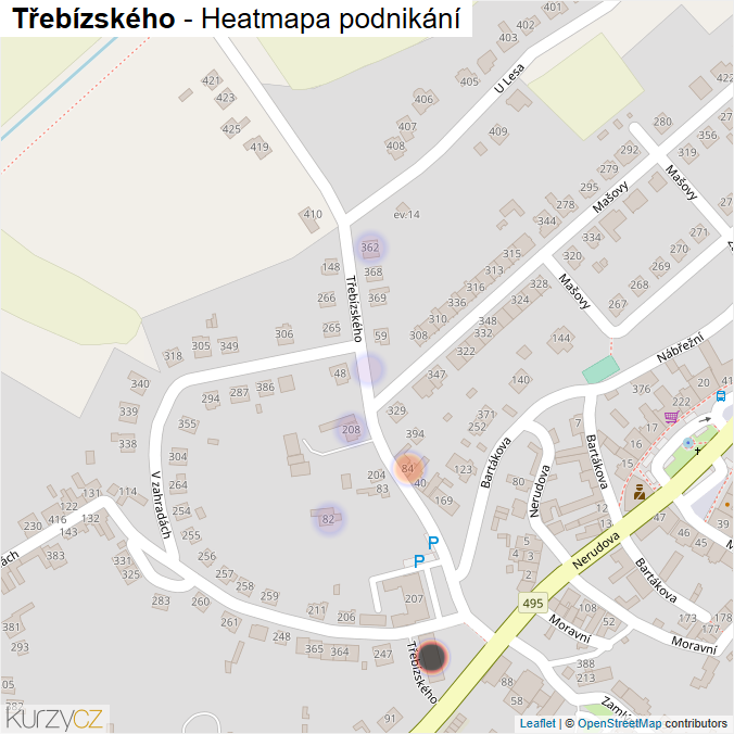 Mapa Třebízského - Firmy v ulici.