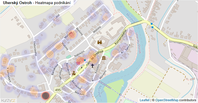 Uherský Ostroh - mapa podnikání