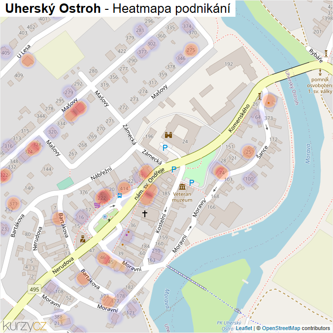 Mapa Uherský Ostroh - Firmy v části obce.