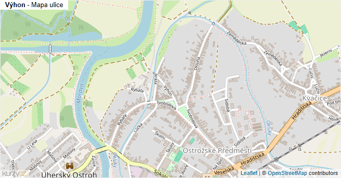 Výhon - mapa ulice