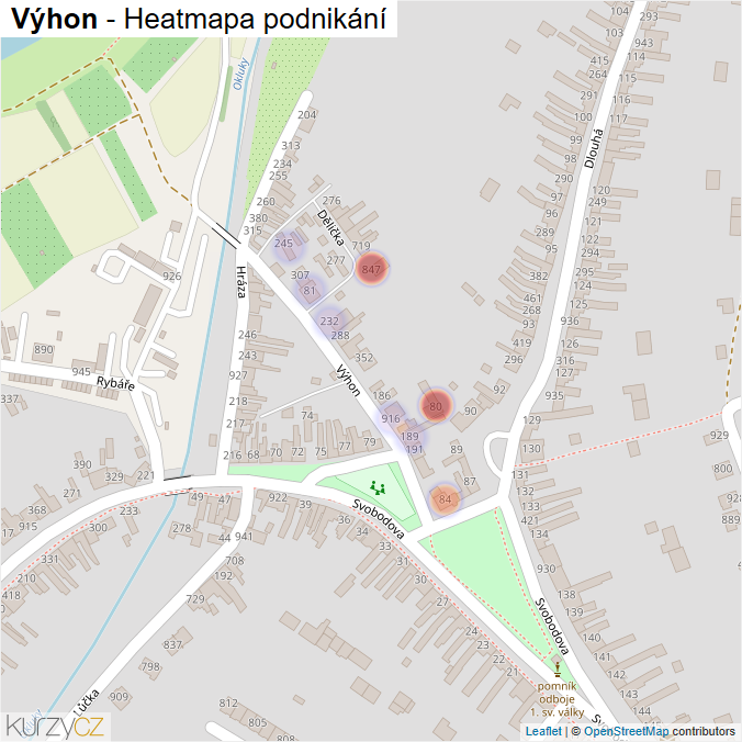 Mapa Výhon - Firmy v ulici.