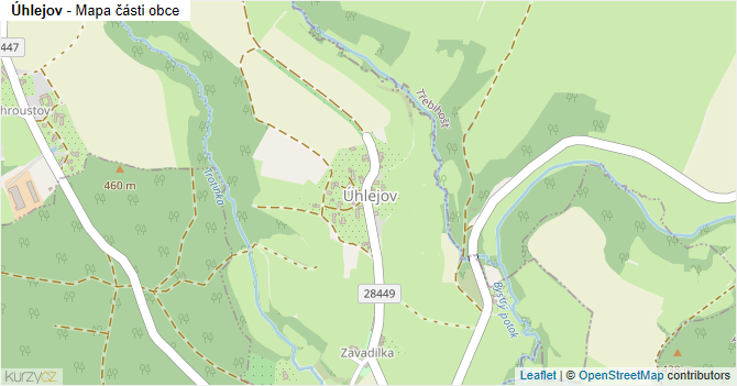 Úhlejov - mapa části obce