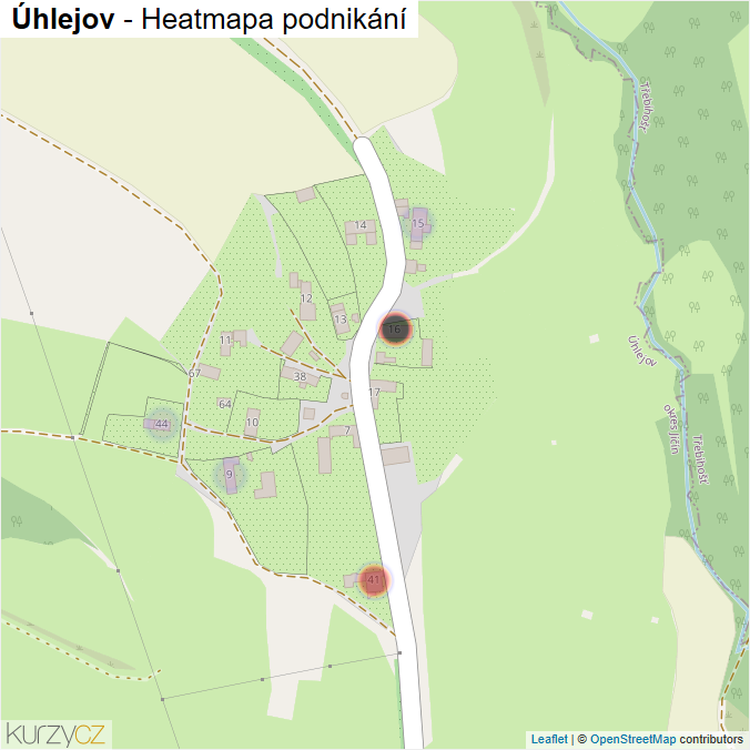 Mapa Úhlejov - Firmy v části obce.