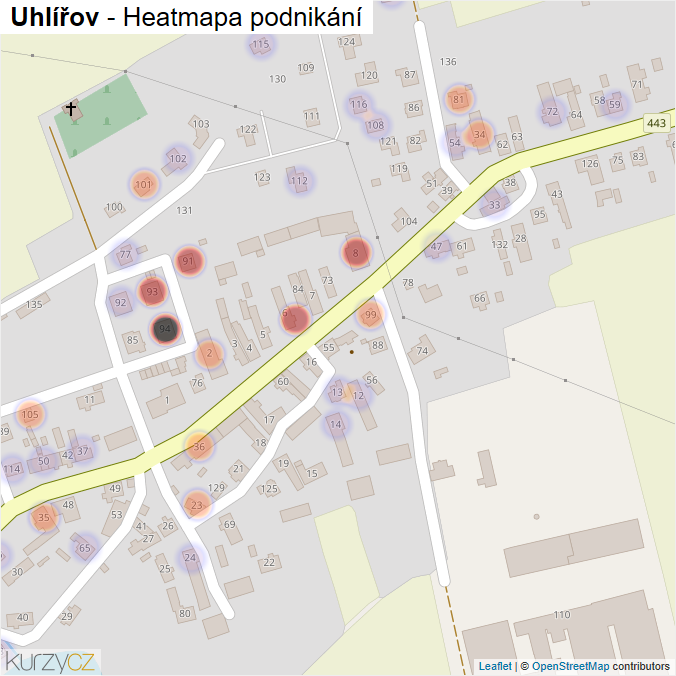 Mapa Uhlířov - Firmy v části obce.