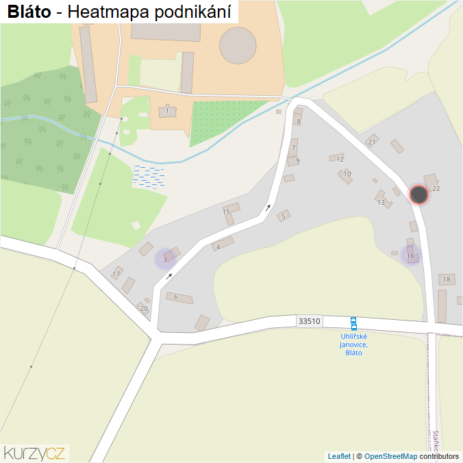 Mapa Bláto - Firmy v části obce.