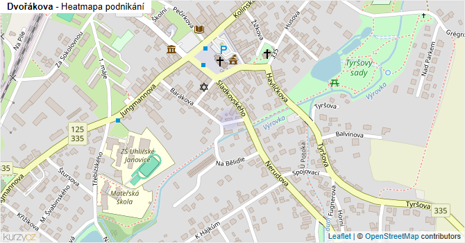 Dvořákova - mapa podnikání