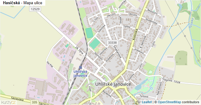 Hasičská - mapa ulice
