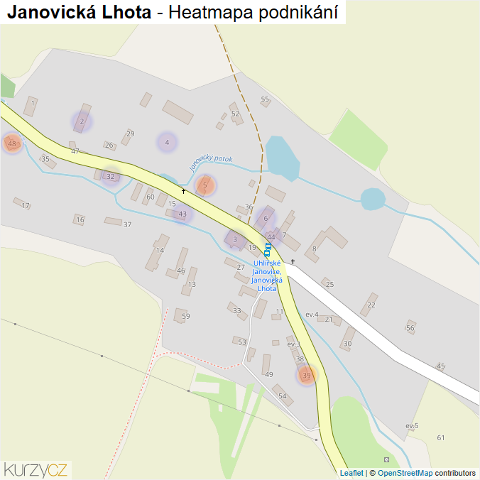 Mapa Janovická Lhota - Firmy v části obce.