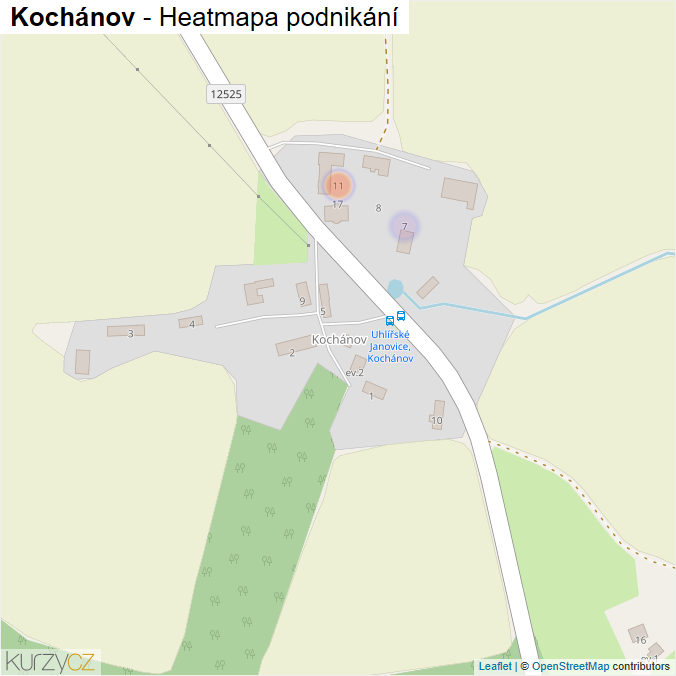 Mapa Kochánov - Firmy v části obce.