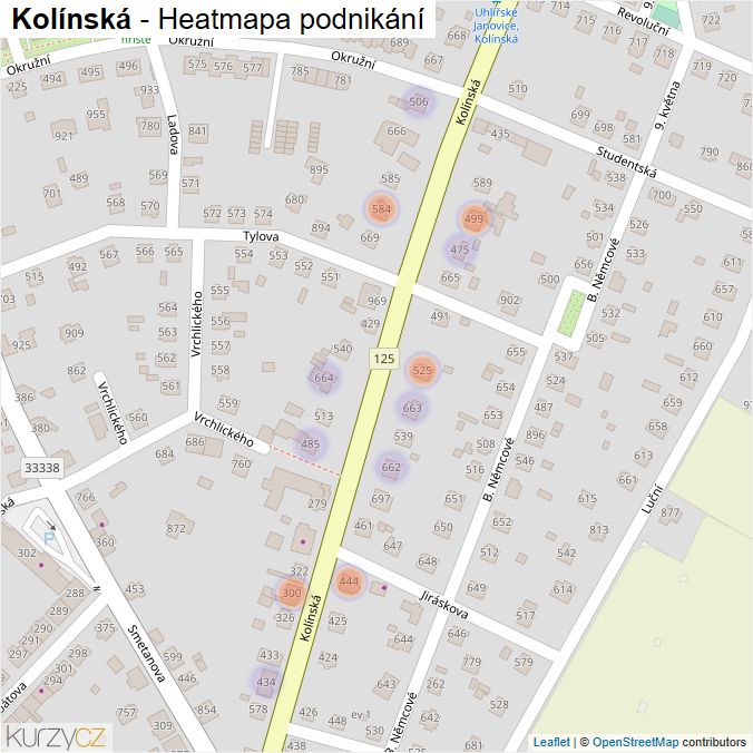 Mapa Kolínská - Firmy v ulici.