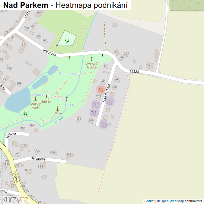 Mapa Nad Parkem - Firmy v ulici.