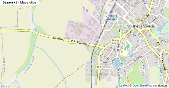 Sázavská - mapa ulice