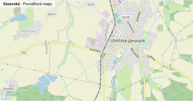 Sázavská - záplavové mapy stoleté vody