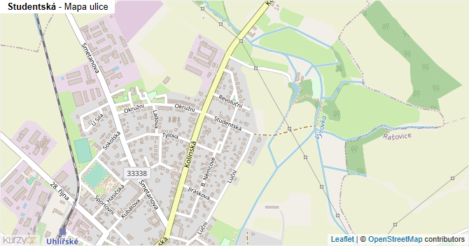 Studentská - mapa ulice