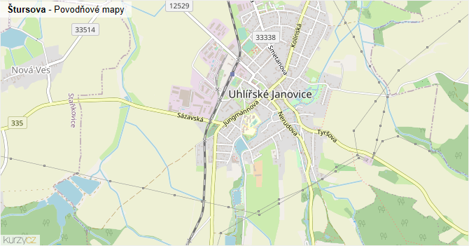Štursova - záplavové mapy stoleté vody