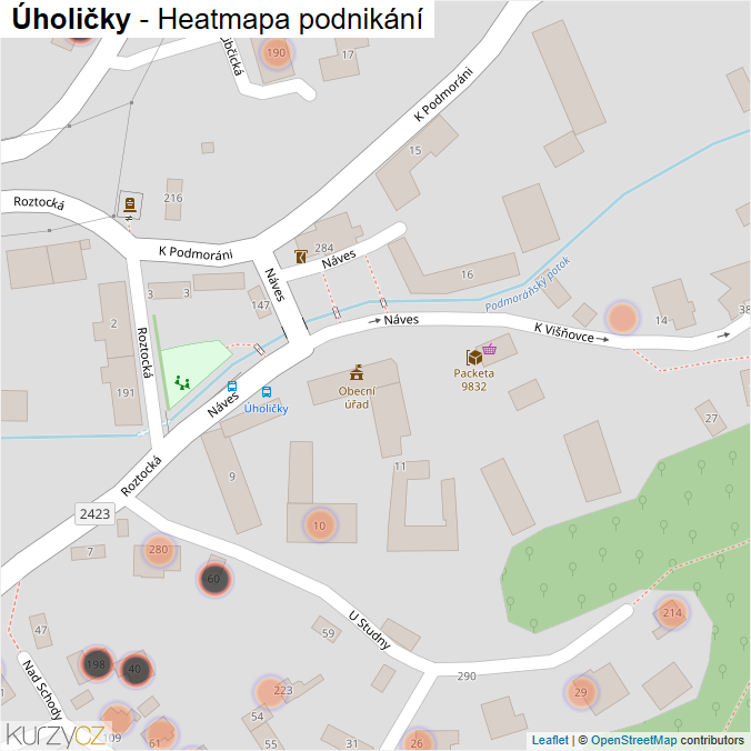 Mapa Úholičky - Firmy v obci.
