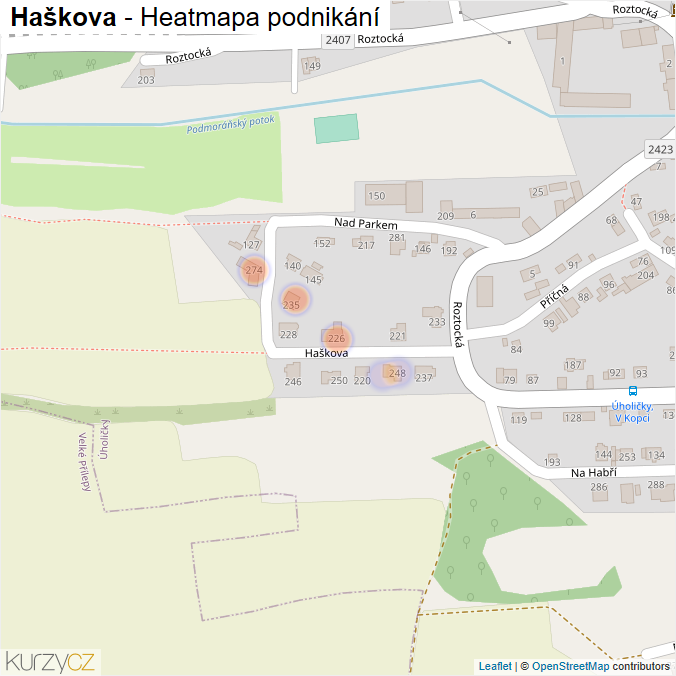 Mapa Haškova - Firmy v ulici.