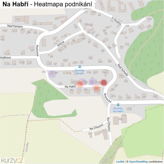 Mapa Na Habří - Firmy v ulici.