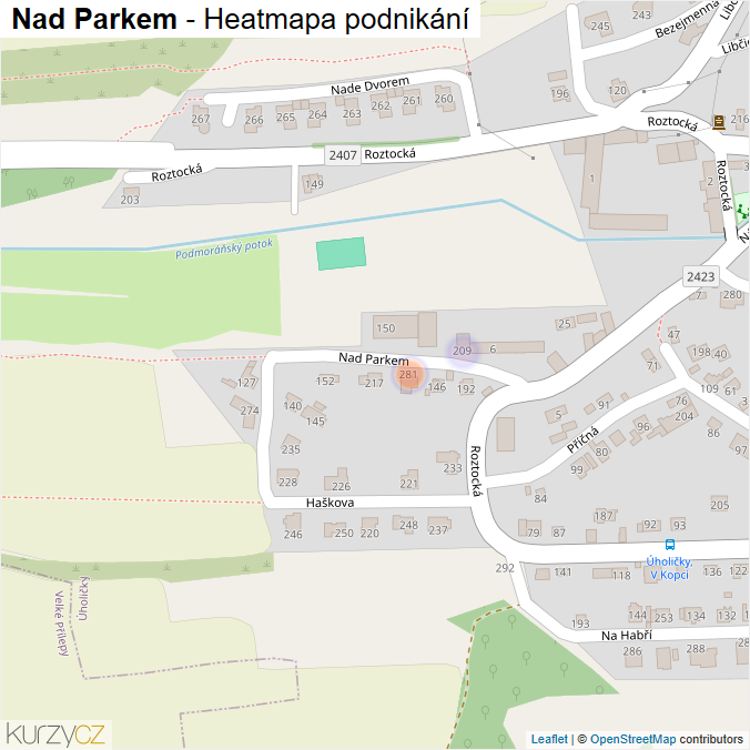 Mapa Nad Parkem - Firmy v ulici.
