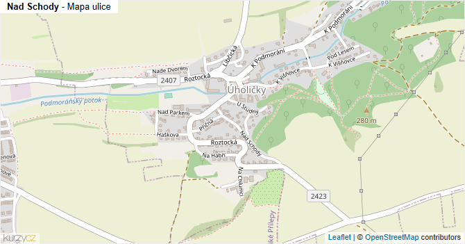 Nad Schody - mapa ulice