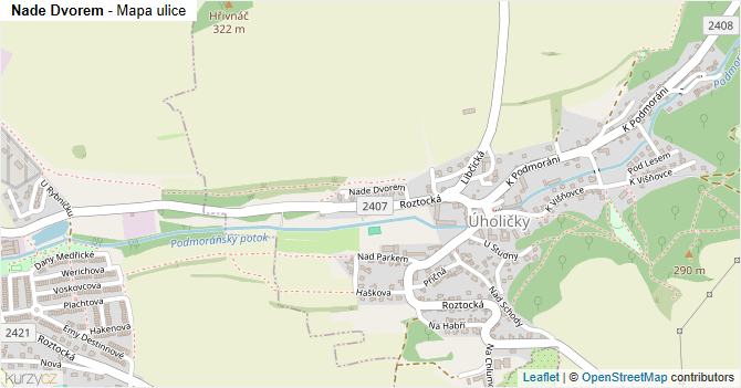 Nade Dvorem - mapa ulice